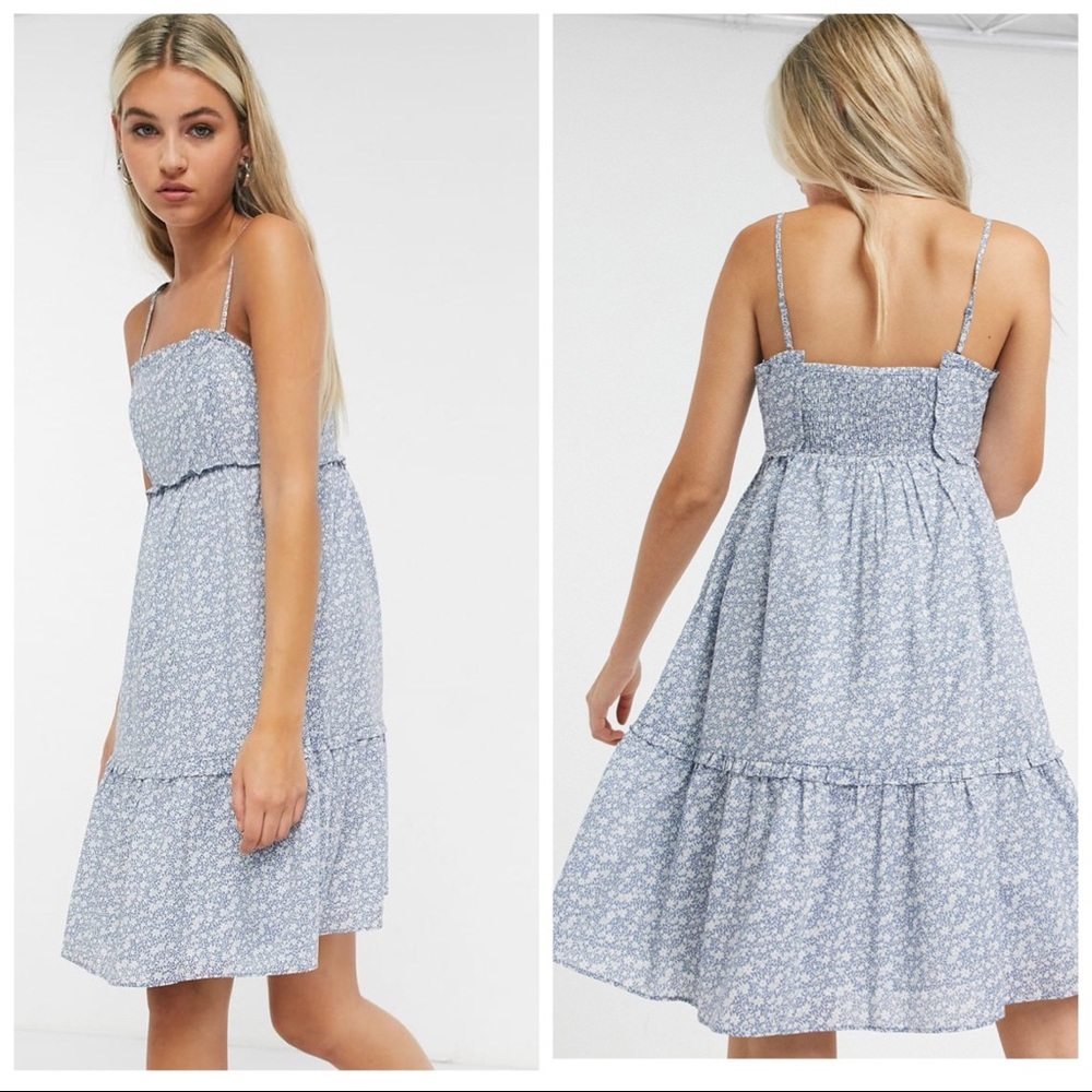 & Other Stories Blue Floral Mini Dress